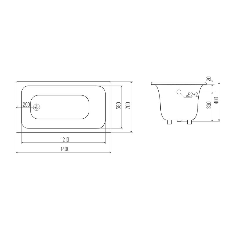 Чугунная ванна Goldman Classiс 000000317 140×70 с ножками