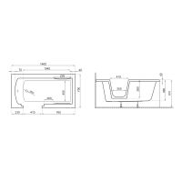 Акриловая ванна Polimat Vovo 00276 140×70 пристенная с переливом белый — 6