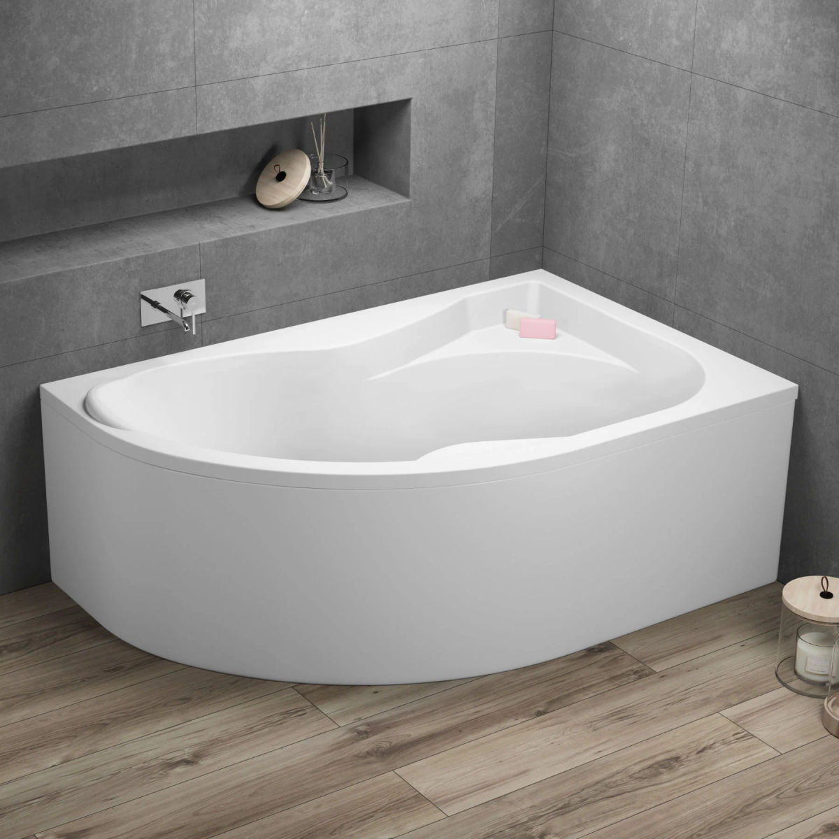Ванна акриловая Polimat DORA 170x110 L ассиметричная, с ножками