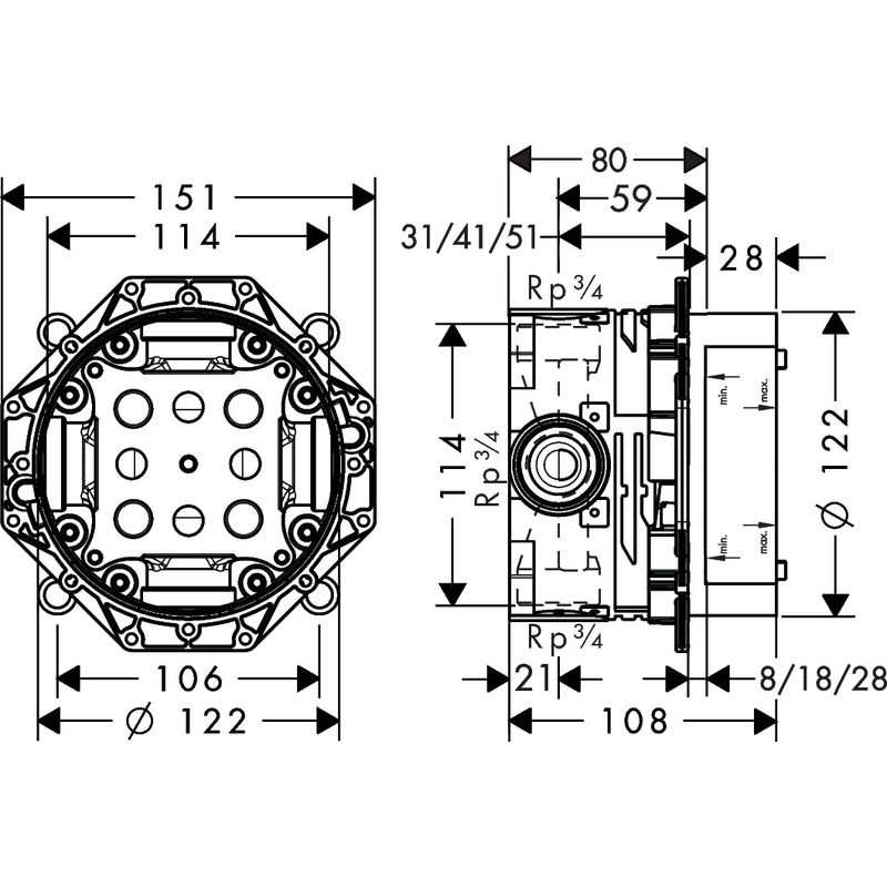 Скрытая монтажная часть Hansgrohe iBox Universal 01800180