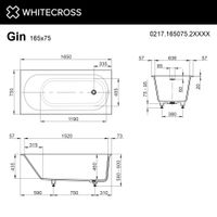 Ванна из искусственного камня WHITECROSS Gin 165×75 solid surface / 0217.165075.2XXXX (RAL матовый) — 2