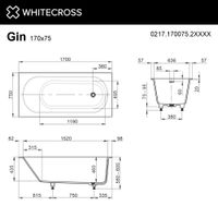 Ванна из искусственного камня WHITECROSS Gin 170×75 solid surface / 0217.170075.2XXXX (RAL матовый) — 2