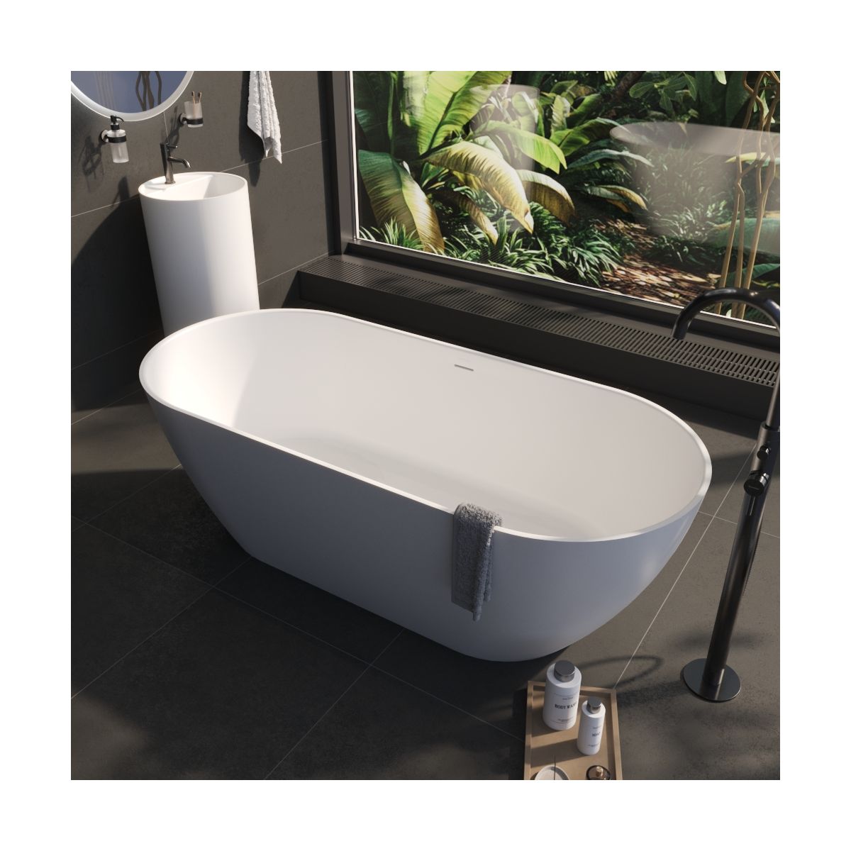 Ванна WHITECROSS Tawna 180x80 (белый мат) иск. камень