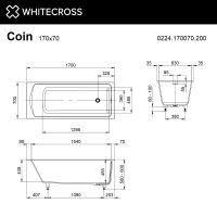 Ванна из искусственного камня WHITECROSS Coin 170x70 solid surface / 0224.170070.200 белый матовый — 4