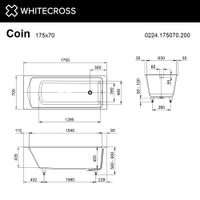 Ванна из искусственного камня WHITECROSS Coin 175x70 solid surface / 0224.175070.200 белый матовый — 4