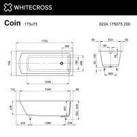 Ванна из искусственного камня WHITECROSS Coin 175x75 solid surface / 0224.175075.200 белый матовый — 4