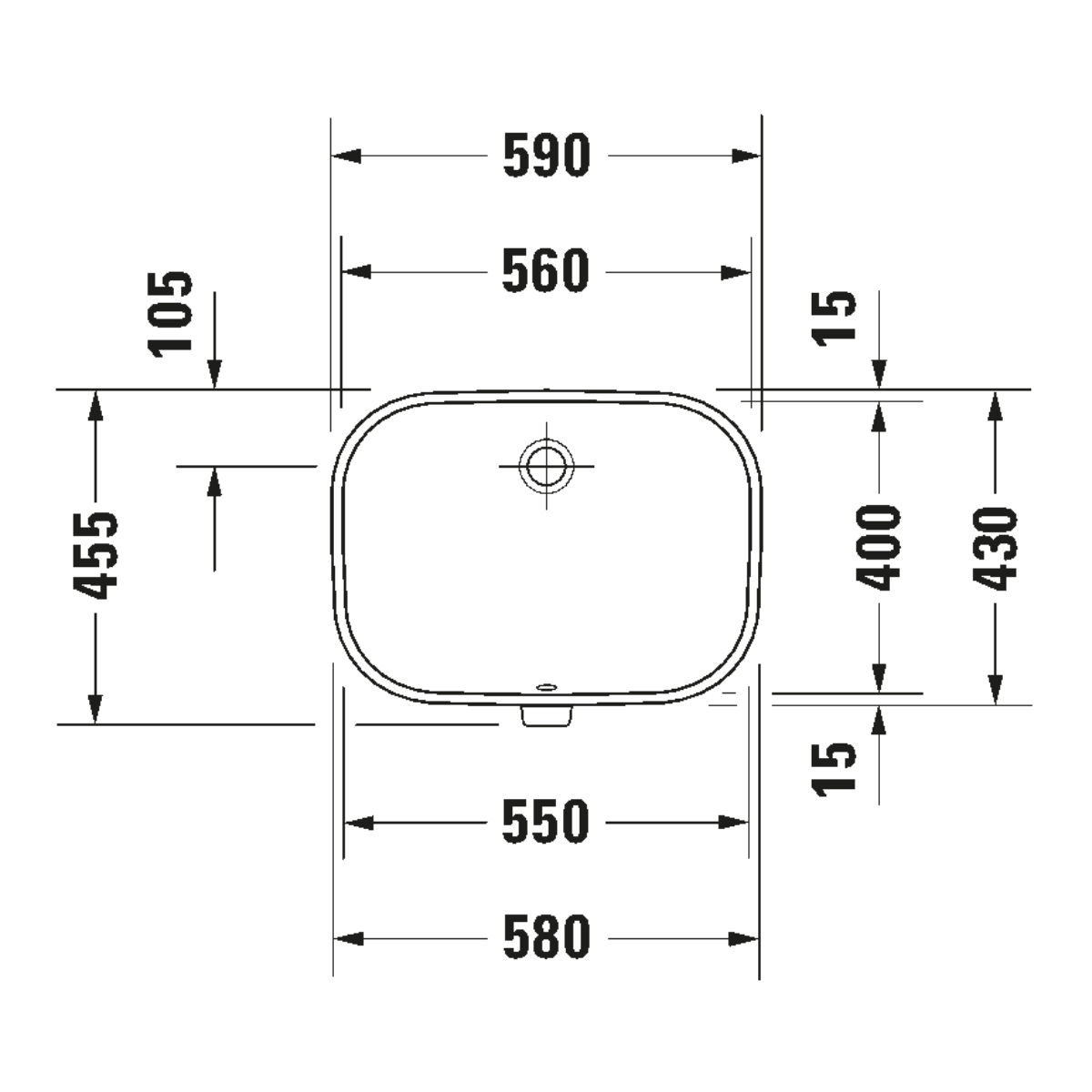 Умывальник встраиваемый Duravit D-Code 560 0338560000