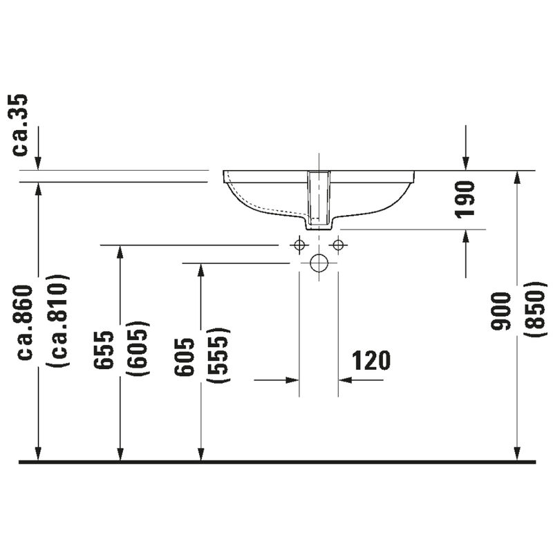 Умывальник встраиваемый Duravit D-Code 560 0338560000