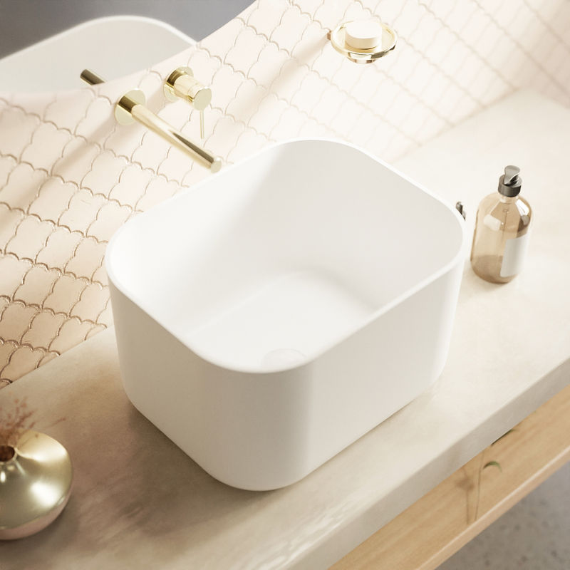 Раковина WHITECROSS Lazurit 50×40 иск. камень solid surface / 0713.050040.200S белый матовый