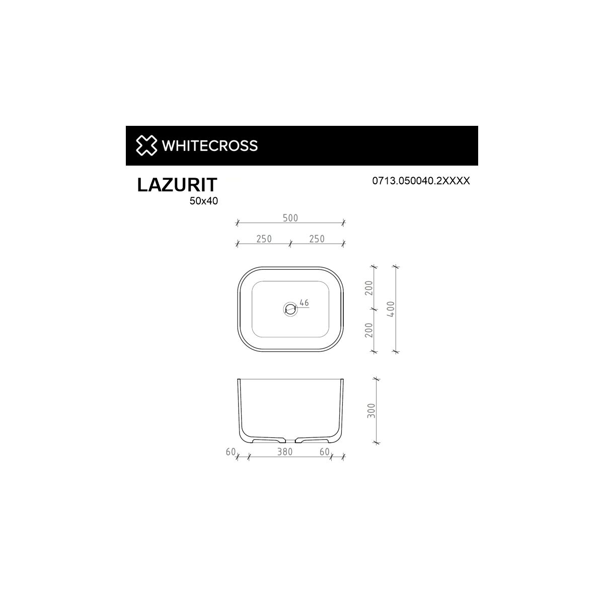 Умывальник WHITECROSS Lazurit 50x40 (RAL мат) иск. камень