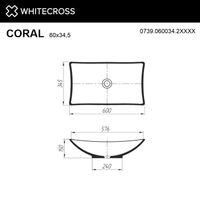 Раковина WHITECROSS Coral 60×34,5 иск. камень solid surface / 0739.060034.2XXXX (RAL матовый) — 2