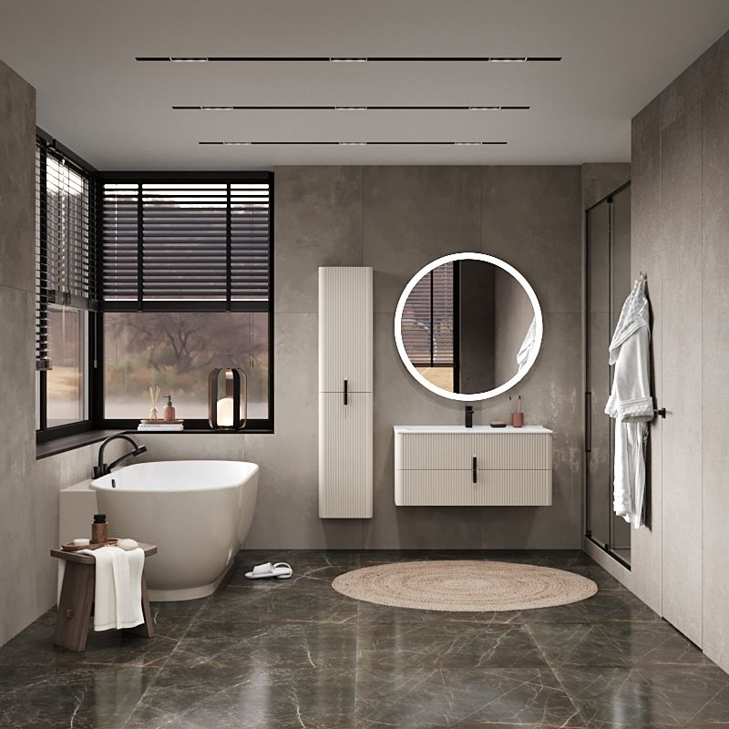 Тумба с раковиной BRIZ Арно 100 + Прато / 105 03-18100-16 00 БЕЖ белый матматовый/бежевый матовый