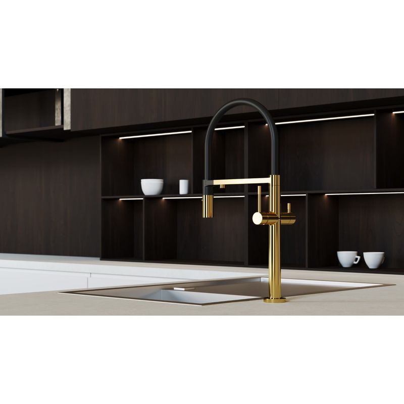 Смеситель для кухни BOHEME Uno 115-G с краном для питьевой воды Gold