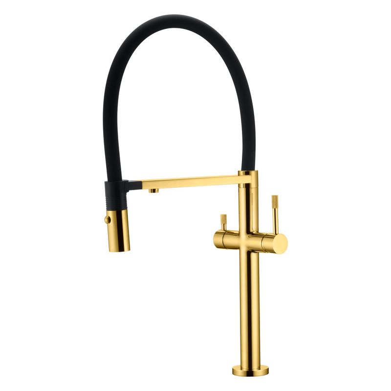 Смеситель для кухни BOHEME Uno 115-G с краном для питьевой воды Gold