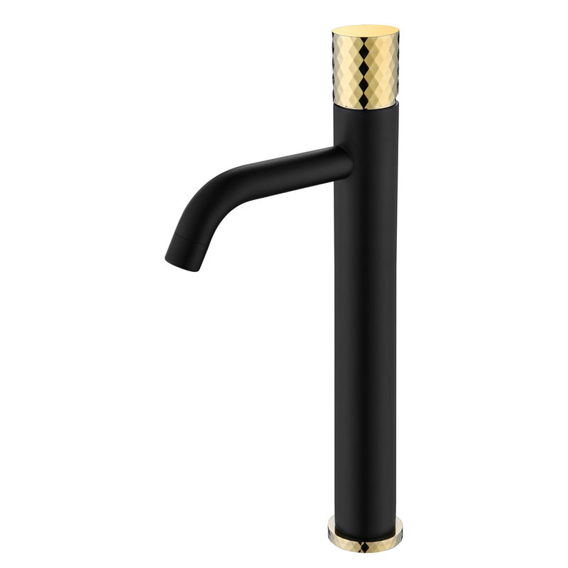Смеситель для раковины BOHEME Stick 122-BG высокий Diamond Black Gold