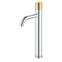 Смеситель для раковины BOHEME Stick 122-CRG высокий Diamond Chrom Gold — 1