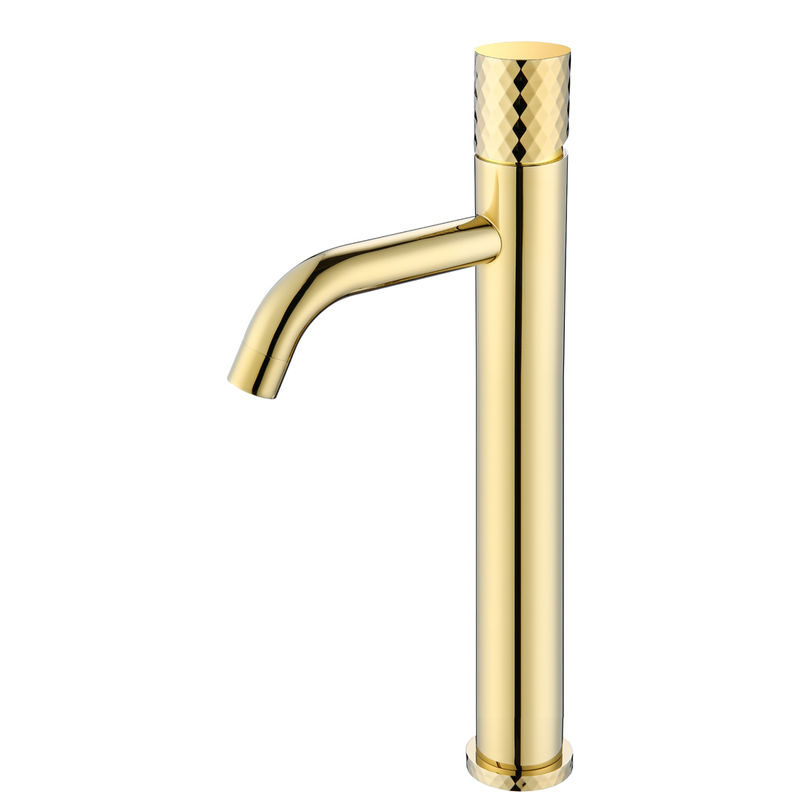 Смеситель для раковины BOHEME Stick 122-GG высокий Diamond Gold
