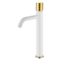 Смеситель для раковины BOHEME Stick 122-WG высокий Diamond White Gold — 1