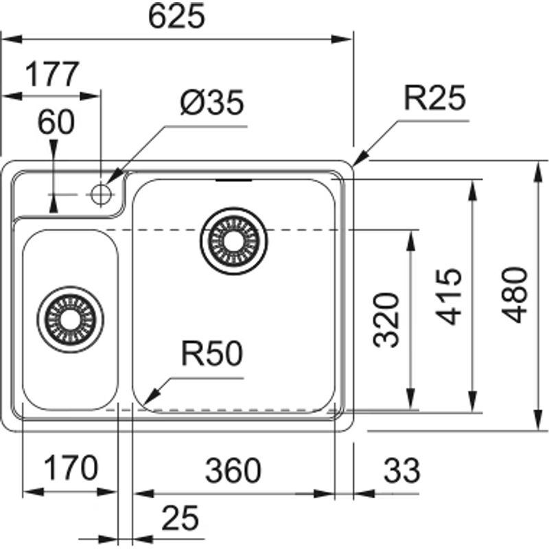Кухонная мойка из нержавеющей стали Franke 127.0688.780 BCX 260 TL