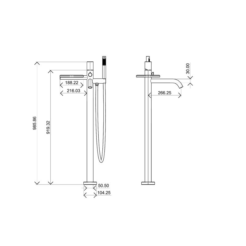 Смеситель для ванны BOHEME Stick 129-GM.2 Diamond Gun Metal