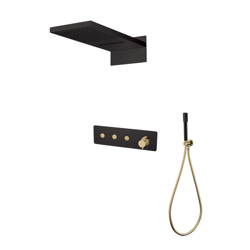 Душевая система скрытого монтажа BOHEME Fusion 130-BG черное/золото