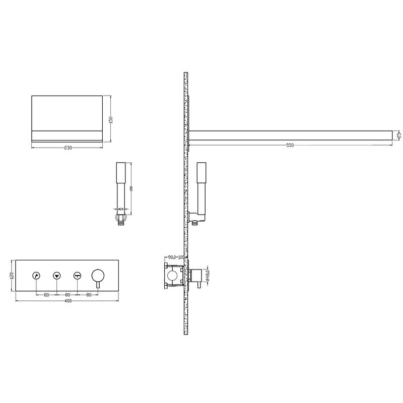 Душевая система скрытого монтажа BOHEME Fusion 130-G золото