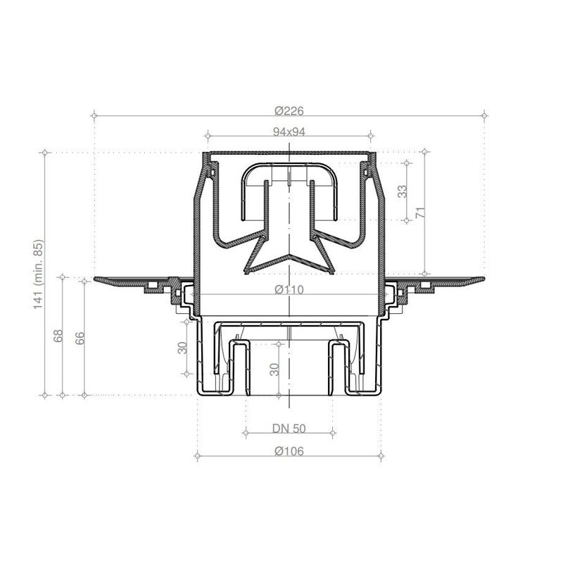 Душевой трап Pestan Confluo Standard Vertical Dry 10×10