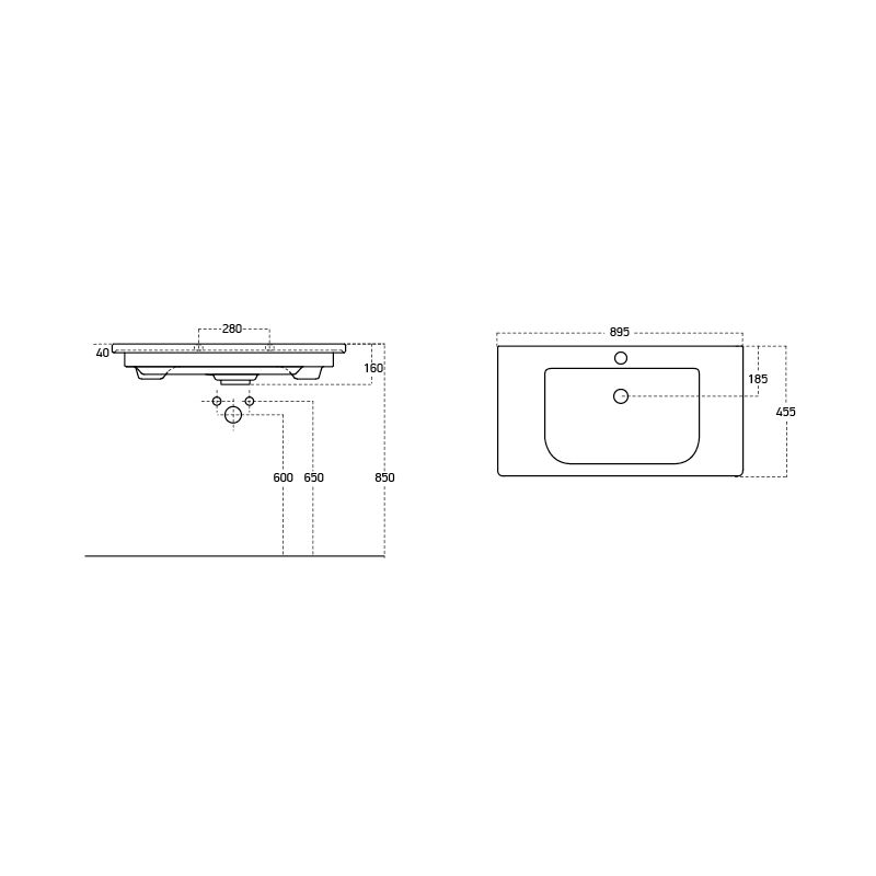 Раковина Dreja Soft 90 см / 13090-KL