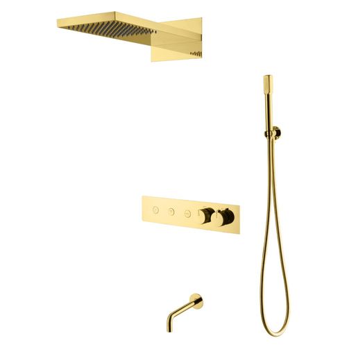 Душевая система скрытого монтажа BOHEME Fusion 131-2-G с термостатом и изливом золото