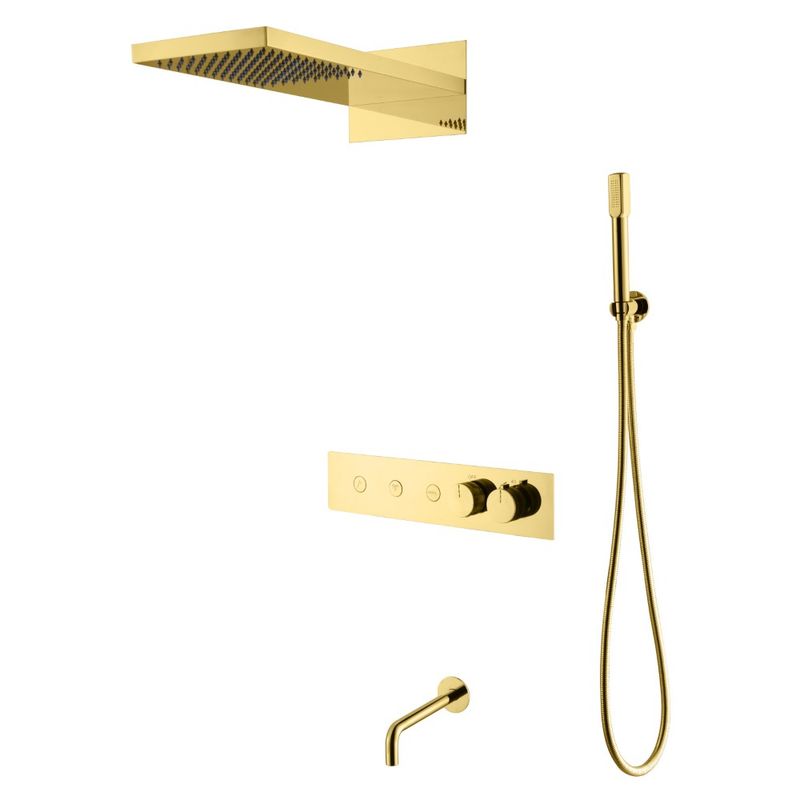 Душевая система скрытого монтажа BOHEME Fusion 131-2-G с термостатом и изливом золото
