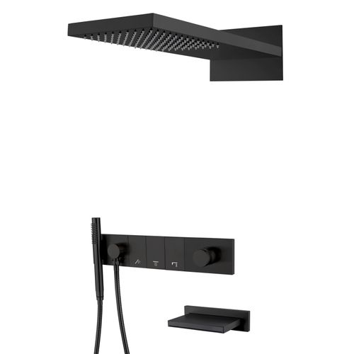 Душевая система скрытого монтажа BOHEME Zodiac 132-2-B трехпозиционная Black с изливом