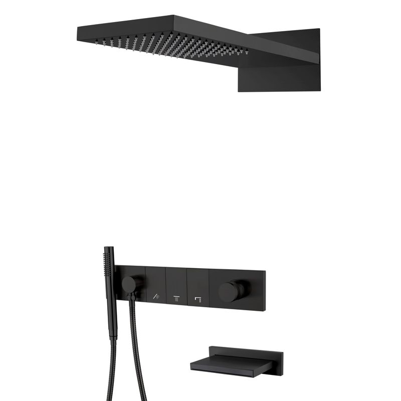 Душевая система скрытого монтажа BOHEME Zodiac 132-2-B трехпозиционная Black с изливом