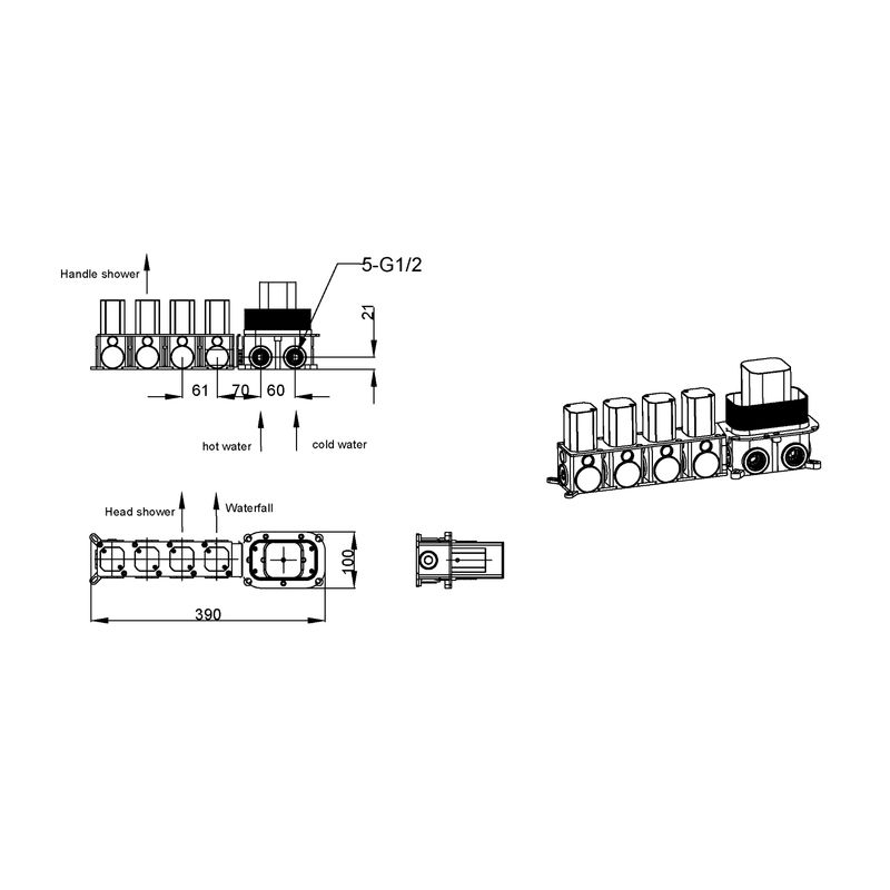 Душевая система скрытого монтажа BOHEME Zodiac 132-2-MW трехпозиционная Matt White с изливом