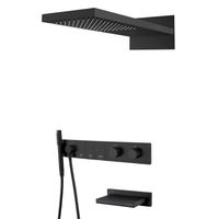 Душевая система скрытого монтажа BOHEME Zodiac 133-2-B трехпозиционная Black с термостатом и изливом — 1