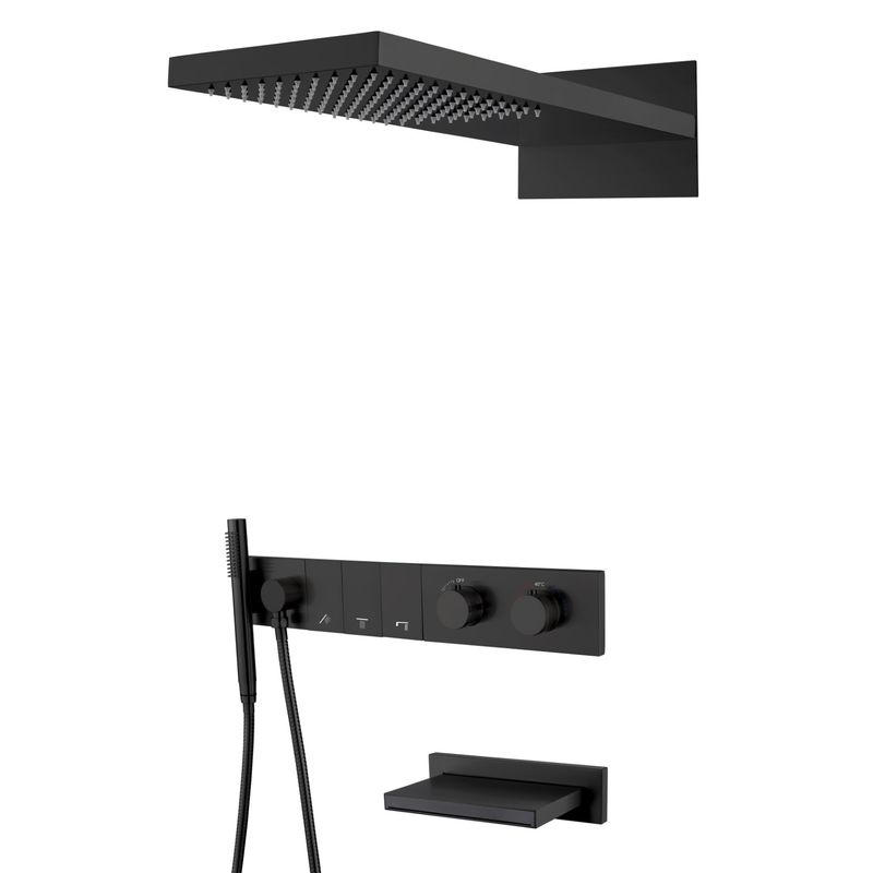 Душевая система скрытого монтажа BOHEME Zodiac 133-2-B трехпозиционная Black с термостатом и изливом