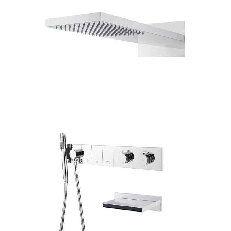 Душевая система скрытого монтажа BOHEME Zodiac 133-2-CR трехпозиционная Chrome с термостатом и изливом