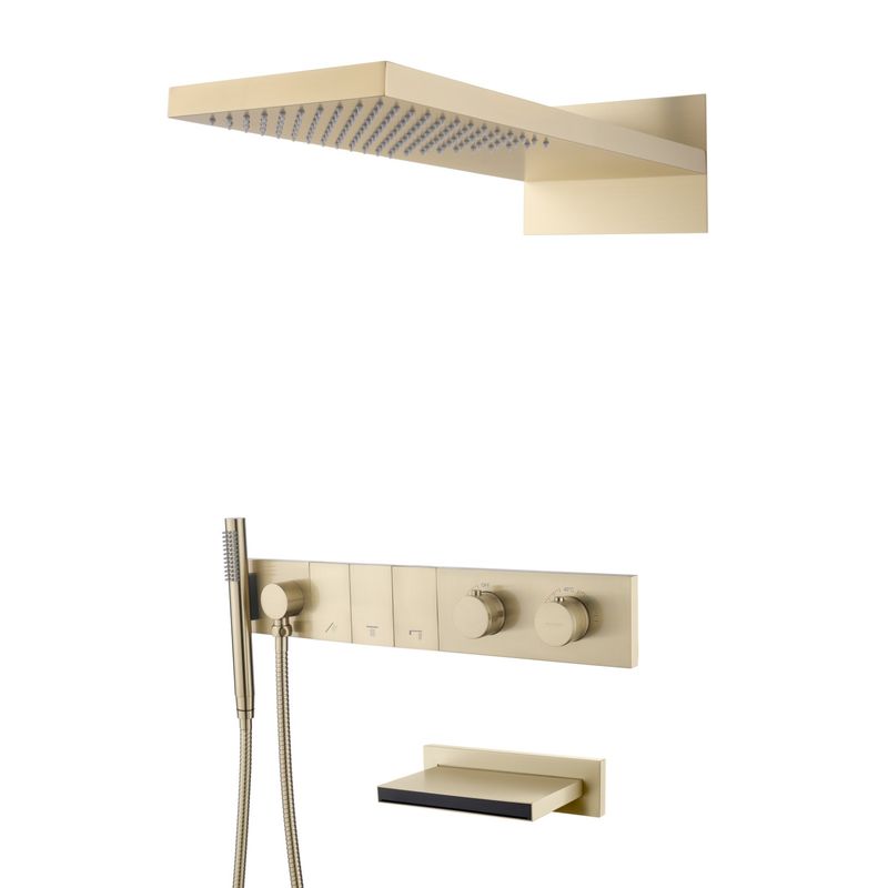 Душевая система скрытого монтажа BOHEME Zodiac 133-2-MG трехпозиционная Matt Gold с термостатом и изливом