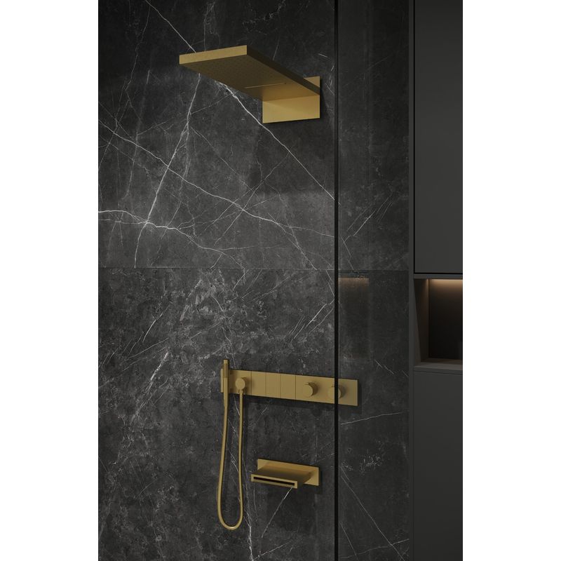 Душевая система скрытого монтажа BOHEME Zodiac 133-2-MG трехпозиционная Matt Gold с термостатом и изливом