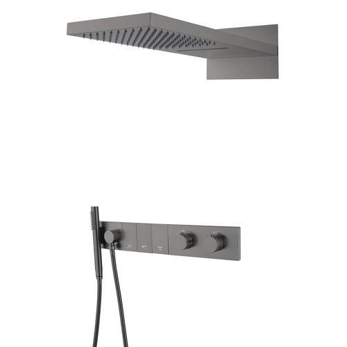 Душевая система скрытого монтажа BOHEME Zodiac 133-GM трехпозиционная Gun Metal с термостатом