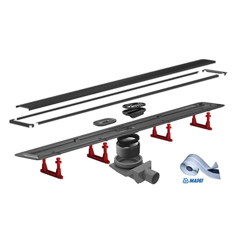 Душевой лоток Pestan Confluo Primo Compact Line 550 matte black 13702523 линейный 2в1