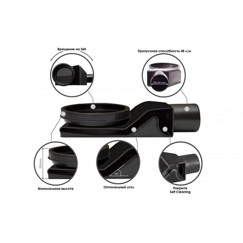 Душевой лоток Pestan Confluo Slim Line 13704162 щелевой 750 Black matte