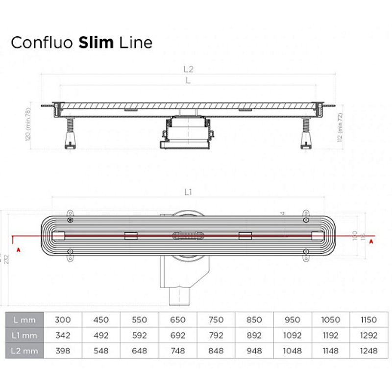 Душевой лоток Pestan Confluo Slim Line 13704162 щелевой 750 Black matte