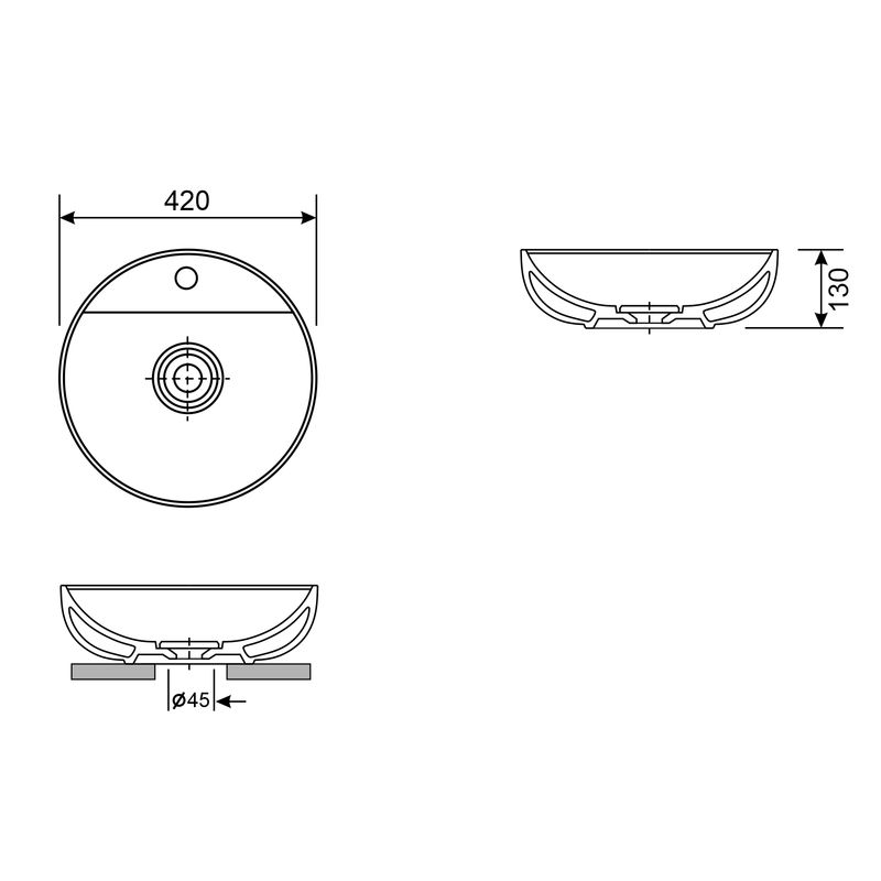 Раковина Wellsee Chalice Perfection 150605000 42×42 см керамическим клапаном (глянцевый белый)