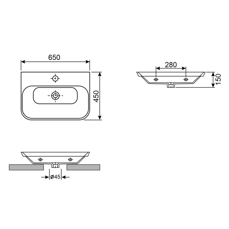 Раковина Wellsee Éclatant 2.0 151401000 65×45 см (глянцевый белый)