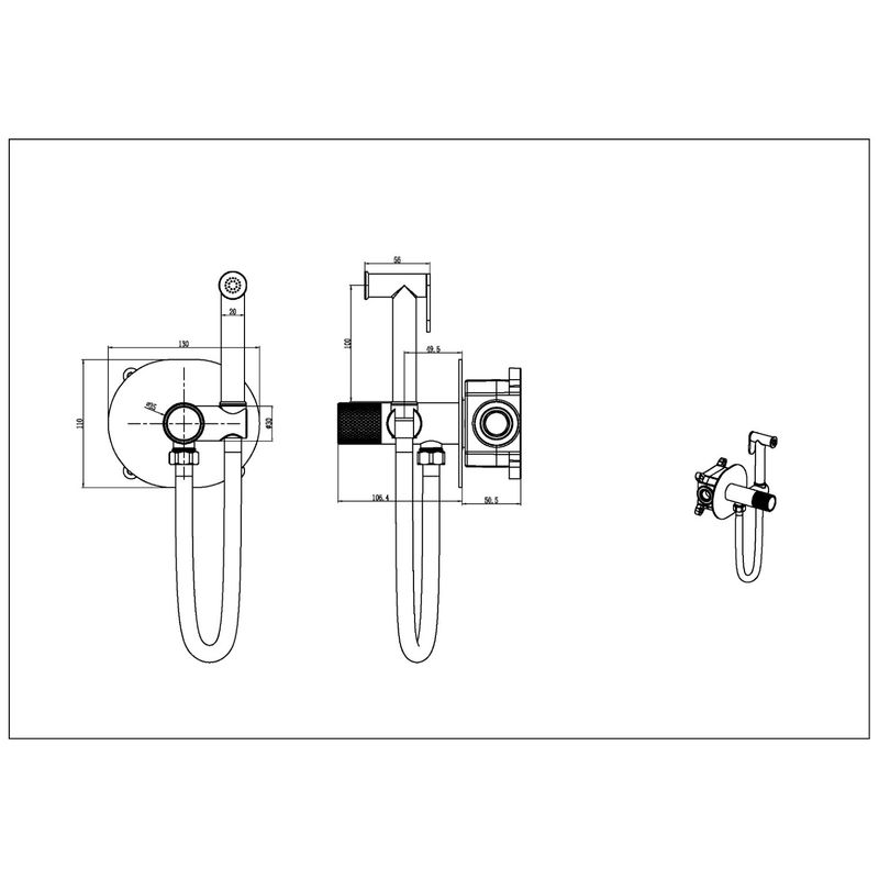 Встраиваемый гигиенический душ BOHEME TECH 157-NB Nikel Brush