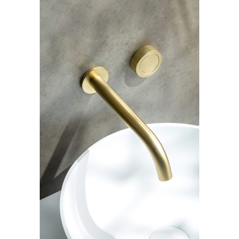 Смеситель скрытого монтажа для раковины BOHEME TECH 158/2-MG автоматический из стены Matt Gold