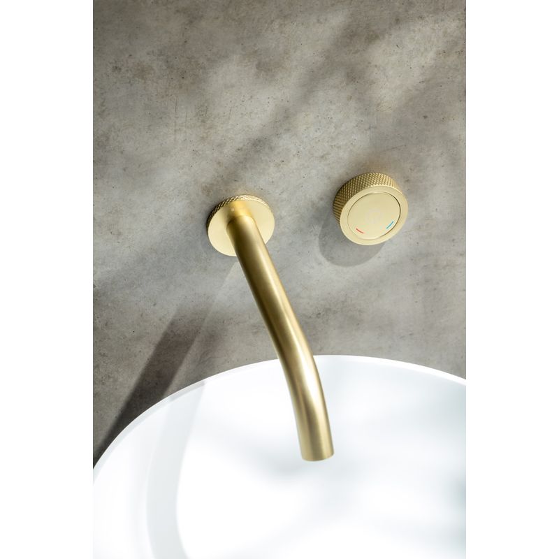 Смеситель скрытого монтажа для раковины BOHEME TECH 158/2-MG автоматический из стены Matt Gold