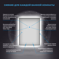 Зеркало Wellsee 7 Rays' Spectrum 172200840 с фоновой LED-подсветкой (50×65 см) — 4