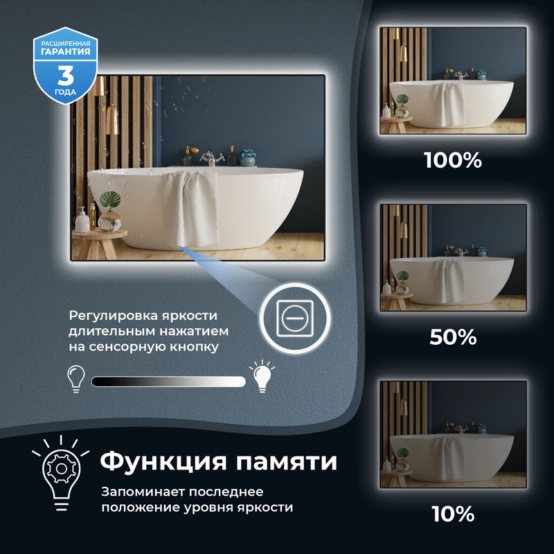 Зеркало Wellsee 7 Rays' Spectrum 172201770 с фоновой LED-подсветкой (D = 55 см)