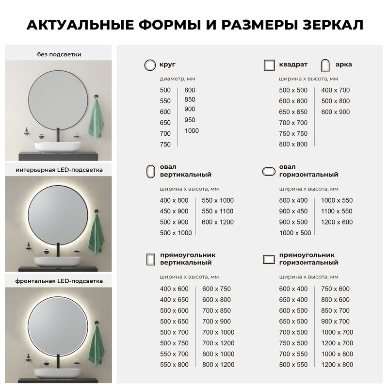 Зеркало Wellsee 7 Rays' Spectrum 172201870 с фоновой LED-подсветкой (45×90 см)